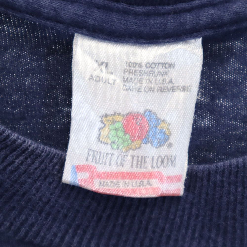 FRUIT OF THE LOOM フルーツオブザルーム 90s USA製 オールド バックプリント 長袖 Tシャツ XL ネイビー ロンT メンズ