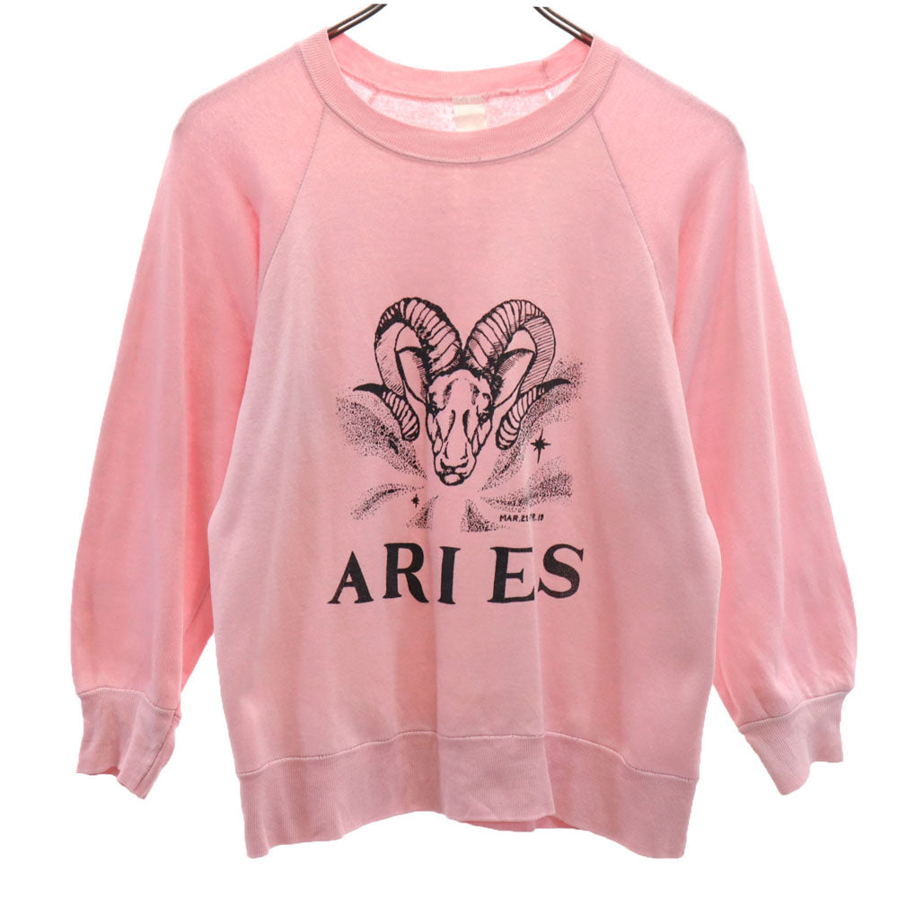 OLD オールド 80s 90s USA製 長袖 スウェット トレーナー S ピンク レディース