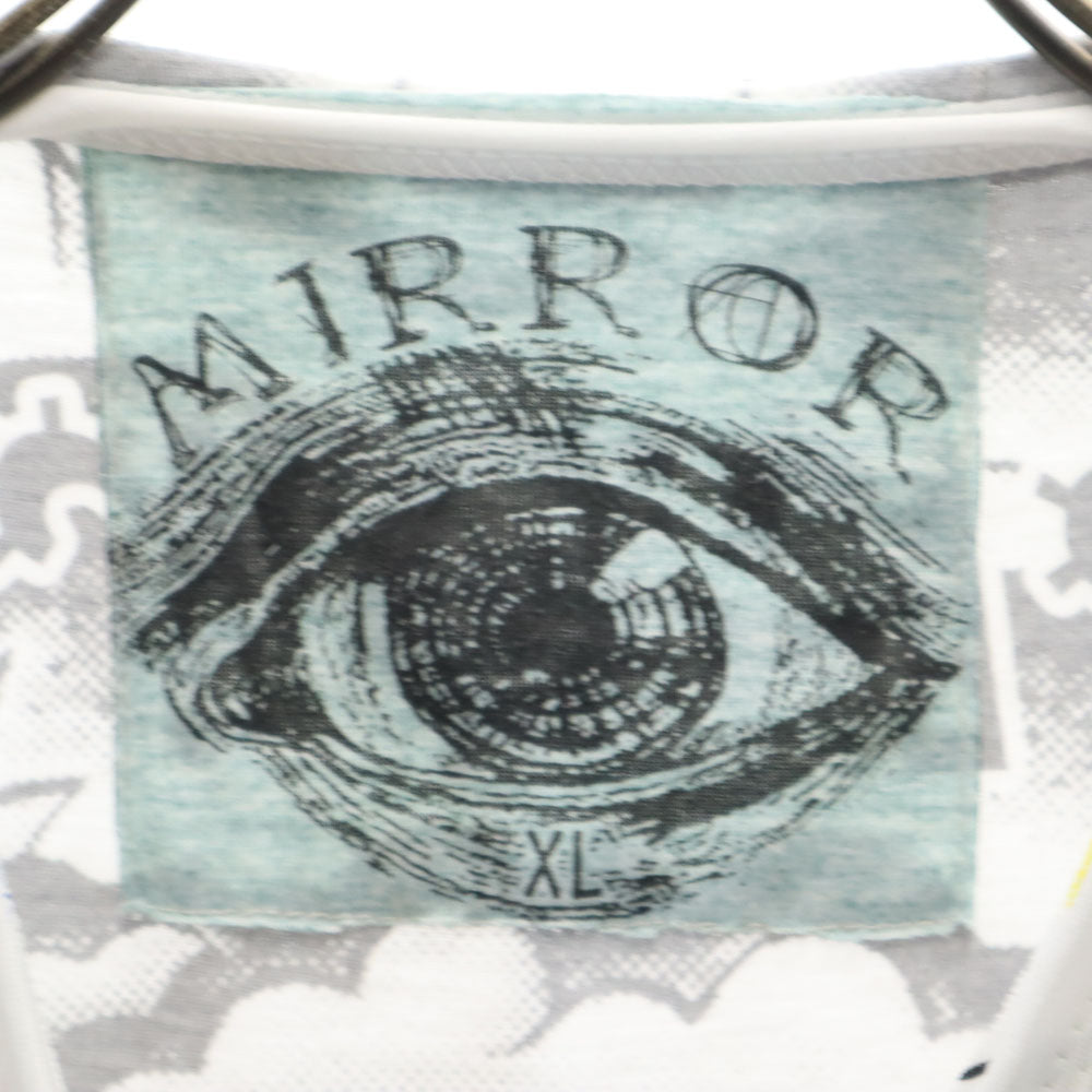 MIRROR ビートルズ ジョンレノン 半袖 Tシャツ XL ホワイト MIRROR カットオフ加工 アート The Beatles メンズ
