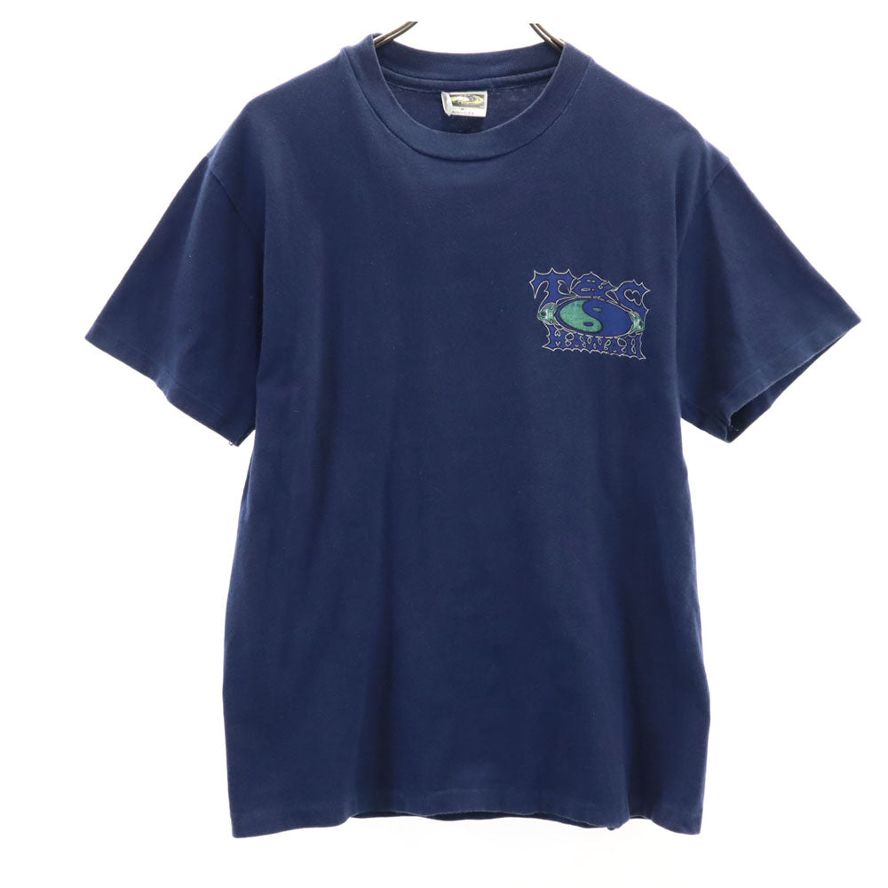 Town&Country タウンアンドカントリー 90s USA製 オールド シングルステッチ バックプリント 半袖 Tシャツ M ネイビー メンズ