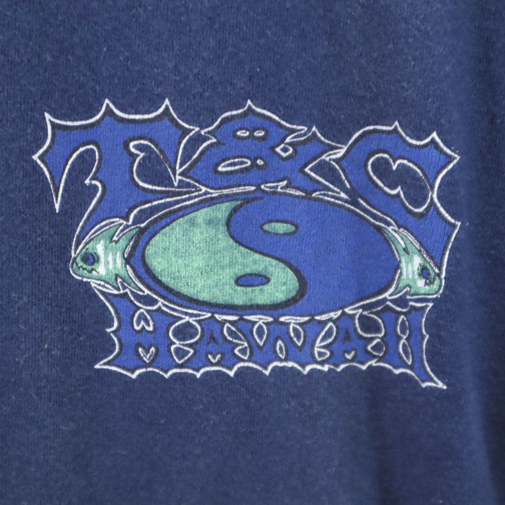 Town&Country タウンアンドカントリー 90s USA製 オールド シングルステッチ バックプリント 半袖 Tシャツ M ネイビー メンズ