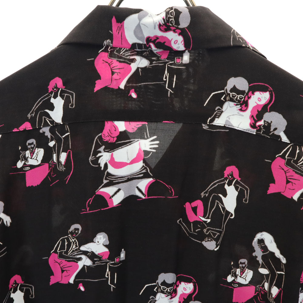 アロハラグ 日本製 総柄 半袖 オープンカラーシャツ M ブラック系 Aloha Rug メンズ