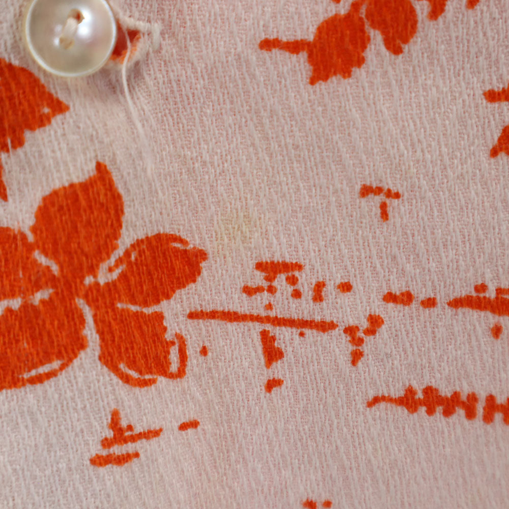 メイドインハワイ 70s ヴィンテージ 半袖 オープンカラー 開襟 アロハシャツ M オレンジ 他 メンズ