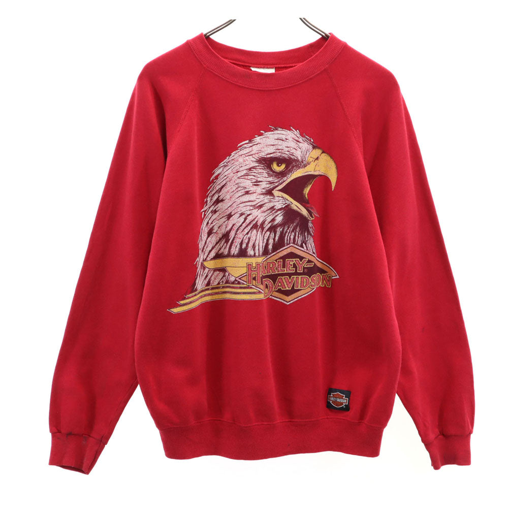 Hanes ヘインズ 80s 90s USA製 ヴィンテージ ハーレーダヴィッドソン 長袖 スウェット トレーナー L レッド イーグル Harley-Davidson メンズ