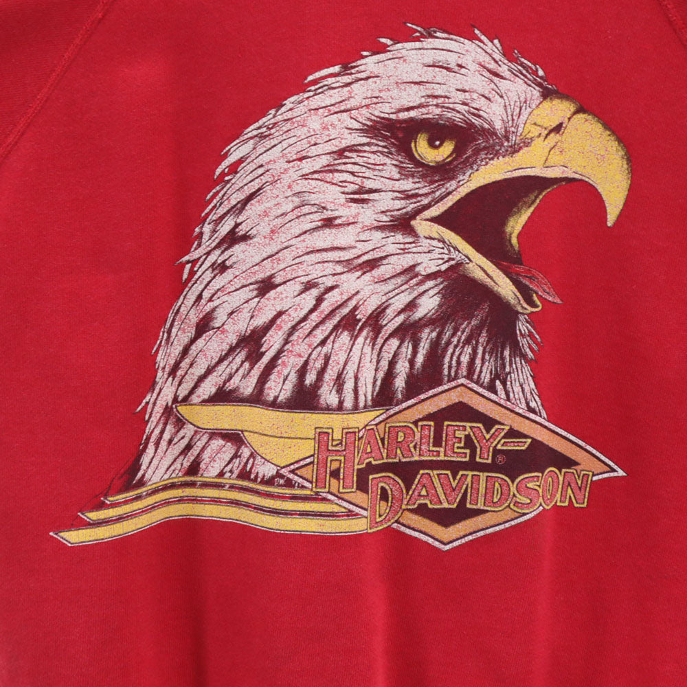 Hanes ヘインズ 80s 90s USA製 ヴィンテージ ハーレーダヴィッドソン 長袖 スウェット トレーナー L レッド イーグル Harley-Davidson メンズ