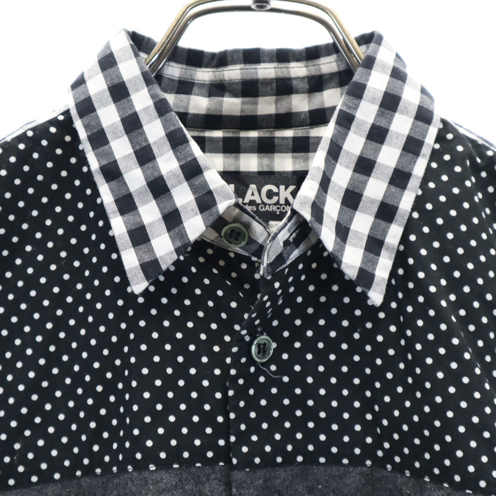 ブラックコムデギャルソン 2013年 日本製 チェック ドット柄 長袖 シャツ XS ブラック 他 BLACK COMME des GARCONS メンズ