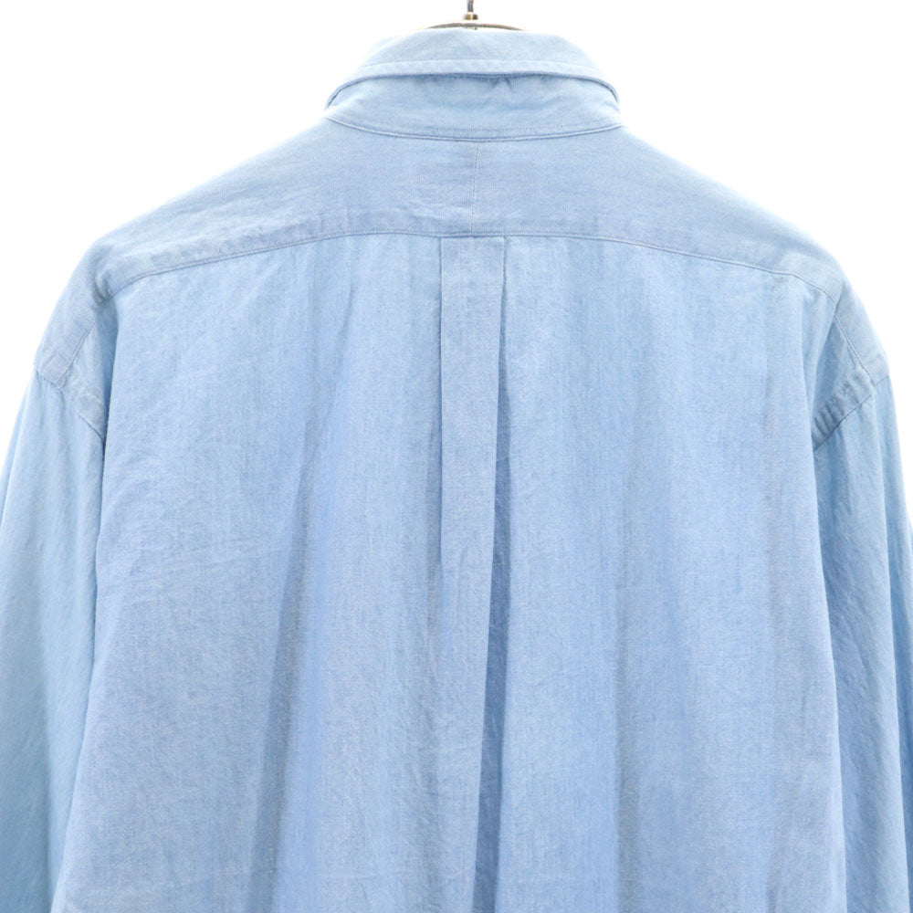 RALPH LAUREN ラルフローレン 90s オールド ポロベア 長袖 シャンブレーシャツ L ブルー メンズ