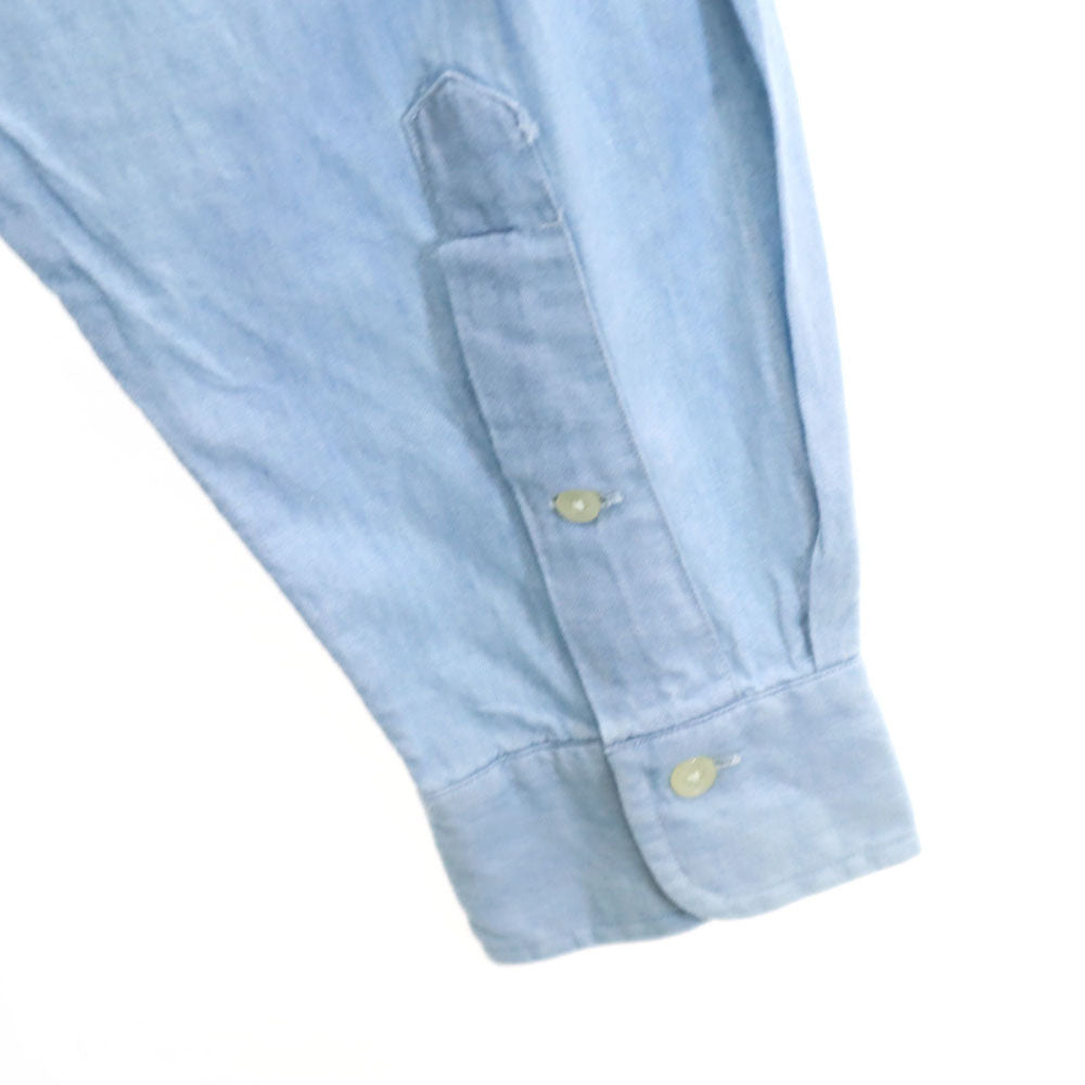 RALPH LAUREN ラルフローレン 90s オールド ポロベア 長袖 シャンブレーシャツ L ブルー メンズ