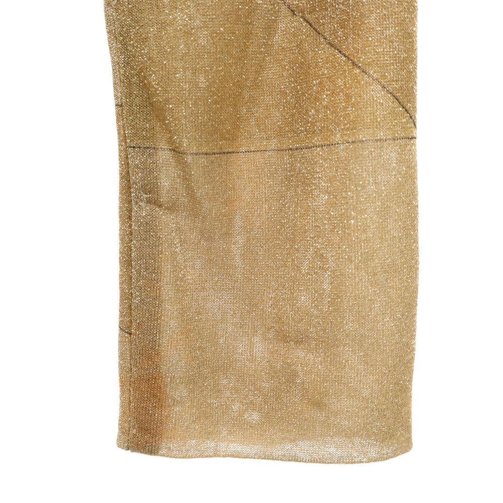 グッチ イタリア製 長袖 Vネック カットソー 42 ゴールド GUCCI ラメ レディース