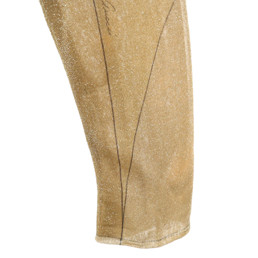 グッチ イタリア製 長袖 Vネック カットソー 42 ゴールド GUCCI ラメ レディース