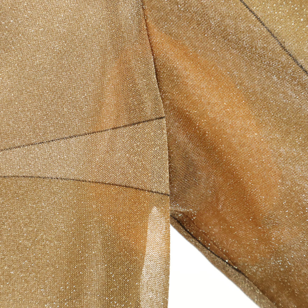 グッチ イタリア製 長袖 Vネック カットソー 42 ゴールド GUCCI ラメ レディース