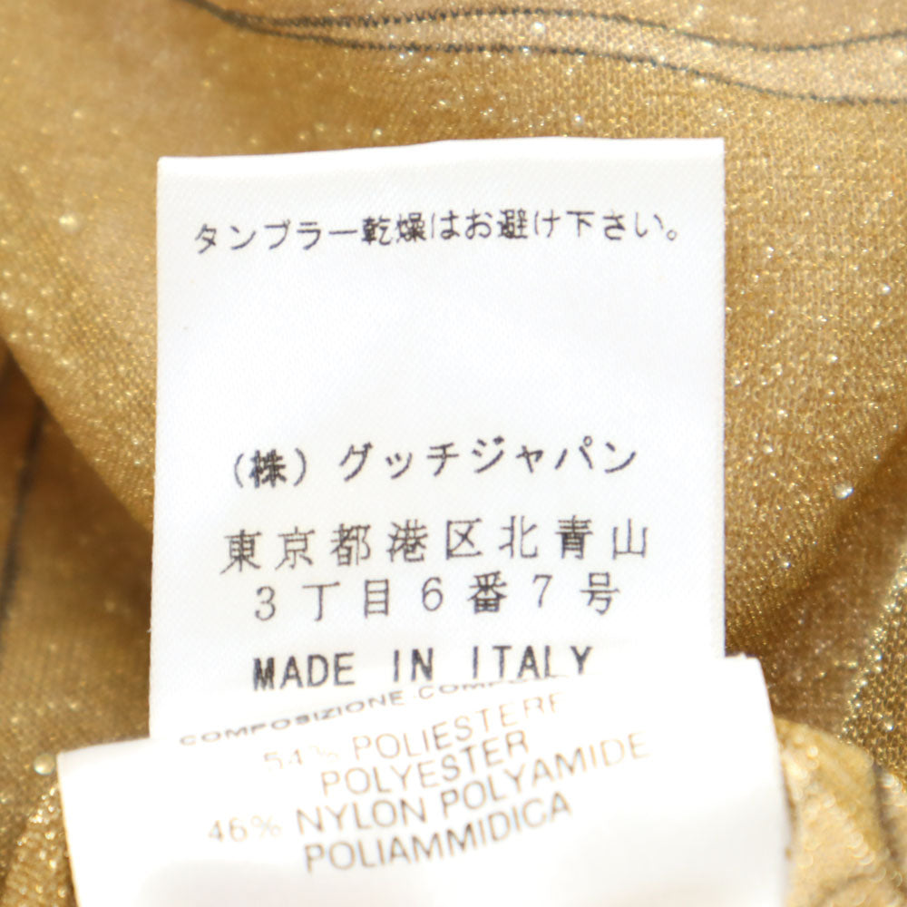グッチ イタリア製 長袖 Vネック カットソー 42 ゴールド GUCCI ラメ レディース