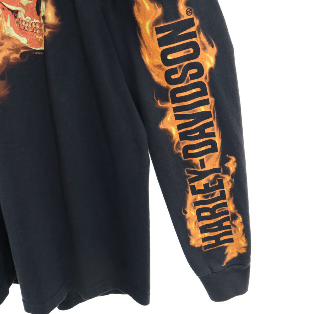 HARLEY DAVIDSON ハーレーダビッドソン 00s スカル 長袖 Tシャツ M ブラック ロンT メンズ