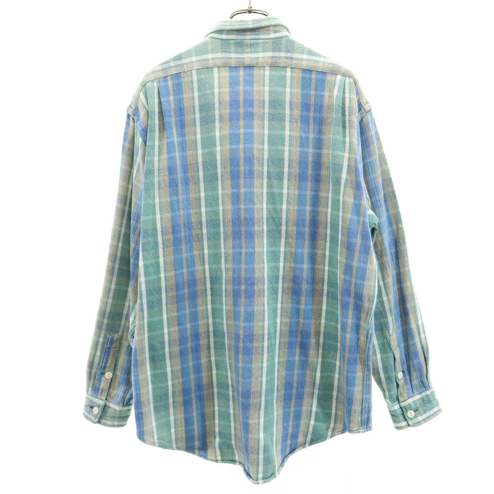 RRL ダブルアールエル 90s 初期タグ 赤3星 オールド チェック柄 長袖 ネルシャツ M グリーン系 メンズ