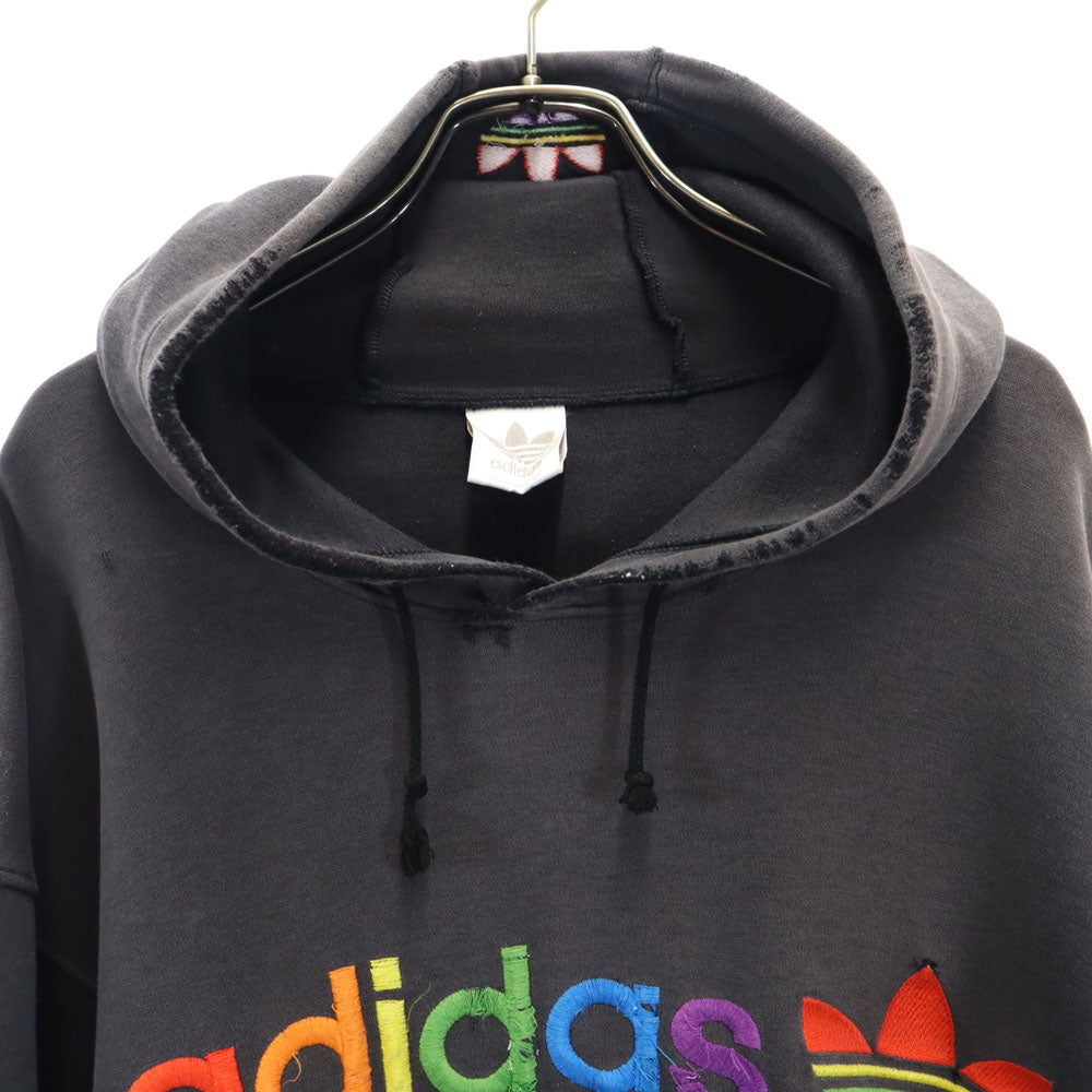 adidas アディダス 80s デサント製 ヴィンテージ 長袖 スウェットパーカー O ブラウン系 デサント製 メンズ