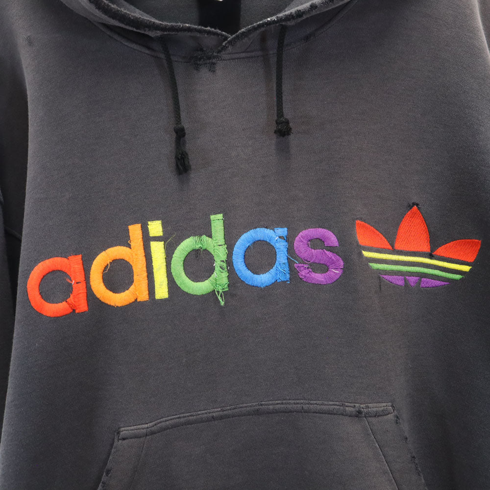 adidas アディダス 80s デサント製 ヴィンテージ 長袖 スウェットパーカー O ブラウン系 デサント製 メンズ