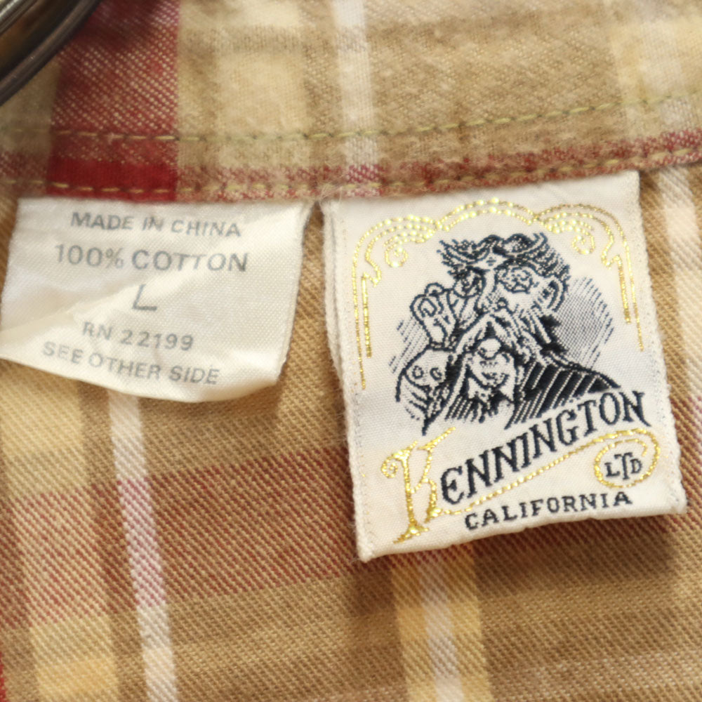 KENNINGTON ケニントン 70s 80s ヴィンテージ チェック 長袖 ウエスタンシャツ L ブラウン系 メンズ