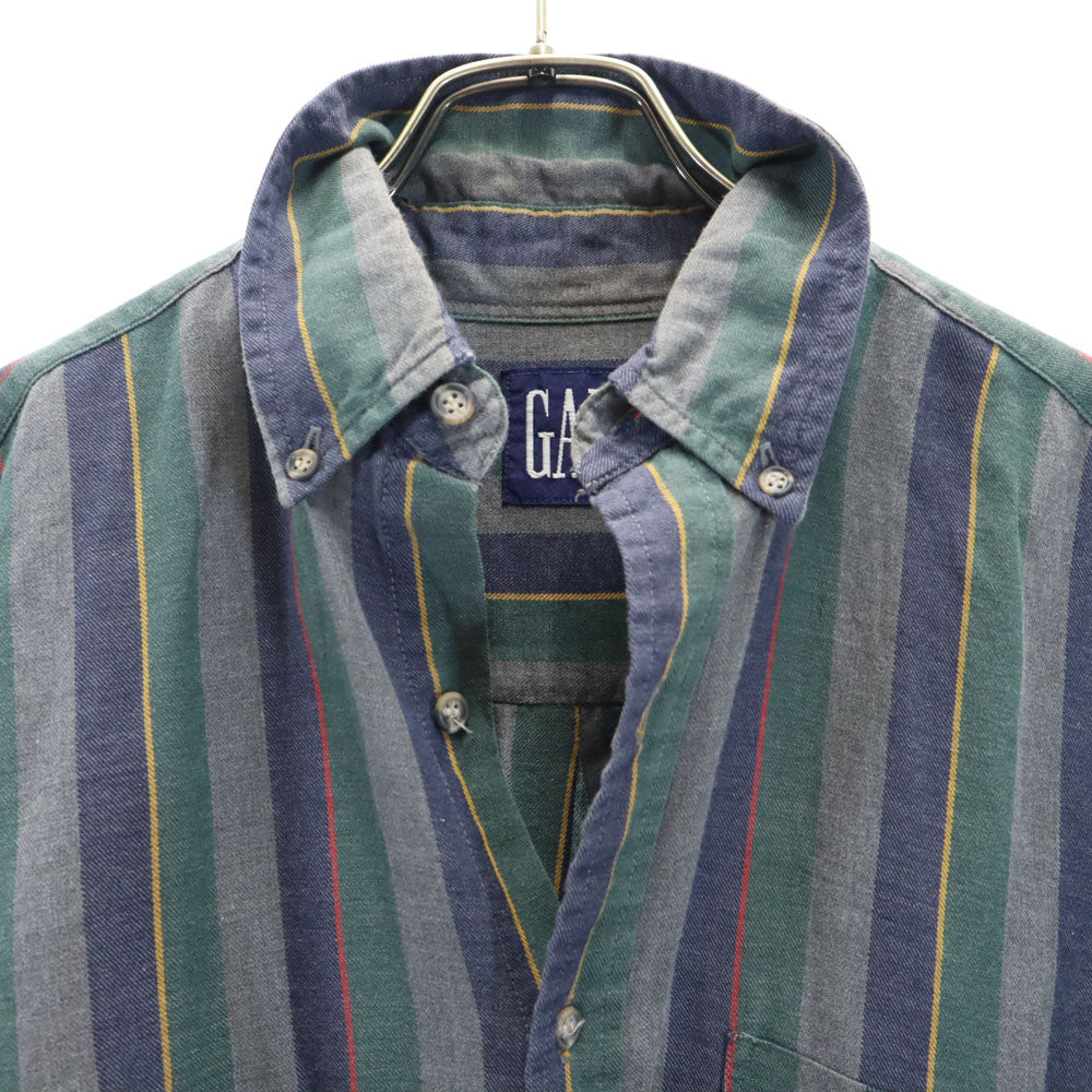 GAP ギャップ 90s オールド ストライプ 長袖 ボタンダウンシャツ M グレー系 メンズ