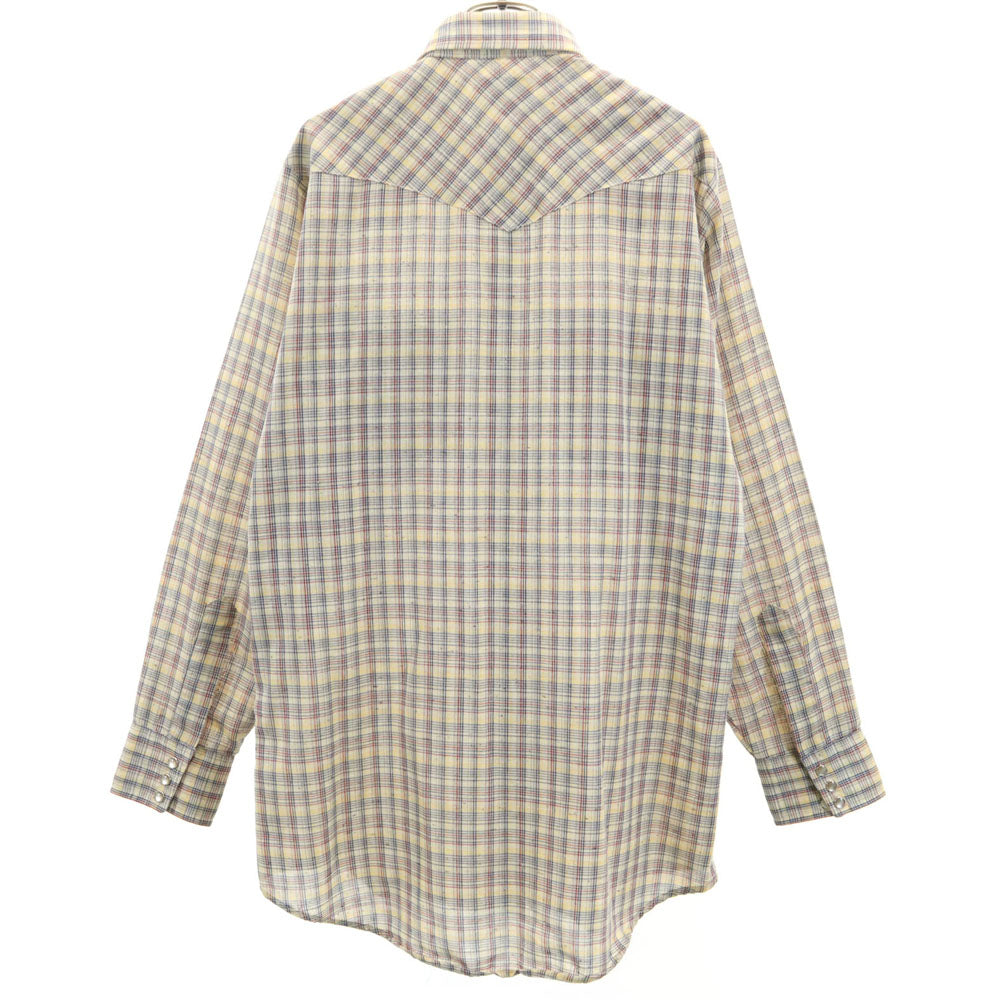 Lee リー 80s USA製 ヴィンテージ チェック 長袖 ウエスタンシャツ ベージュ系 メンズ