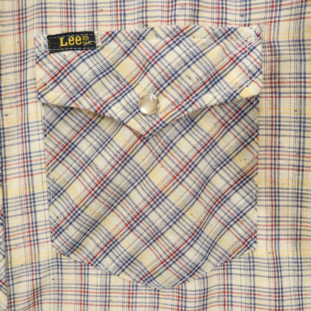 Lee リー 80s USA製 ヴィンテージ チェック 長袖 ウエスタンシャツ ベージュ系 メンズ