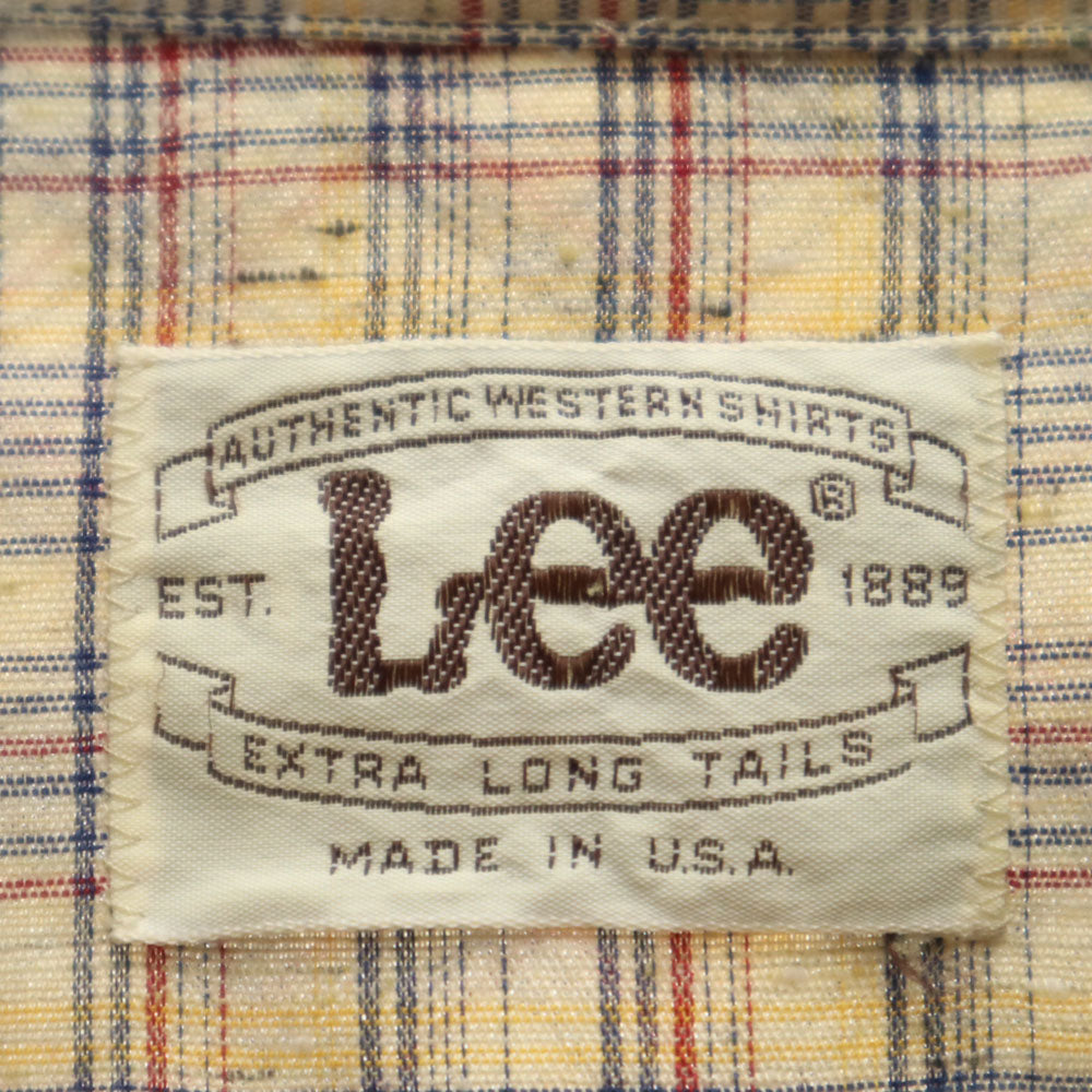 Lee リー 80s USA製 ヴィンテージ チェック 長袖 ウエスタンシャツ ベージュ系 メンズ