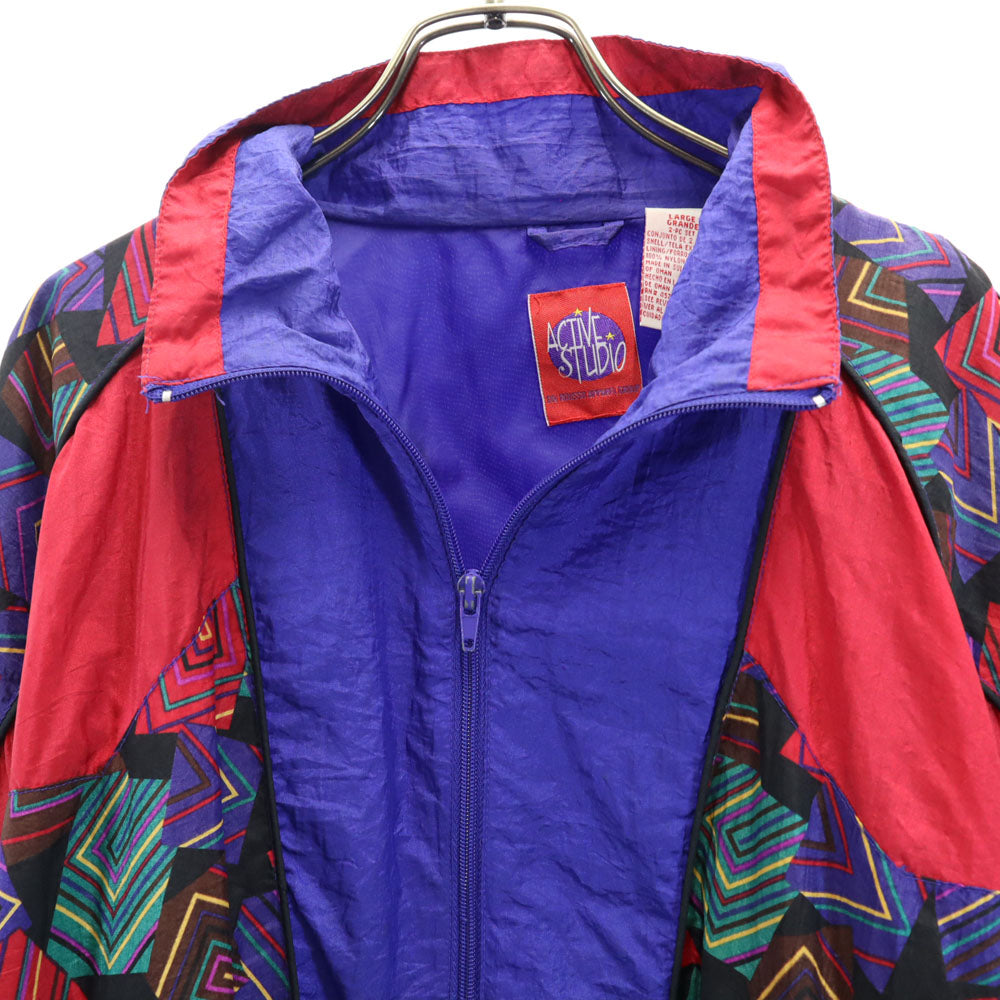 ACTIVESTUDIO 90s オールド 長袖 ナイロンジャケット L ネイビー系 メンズ