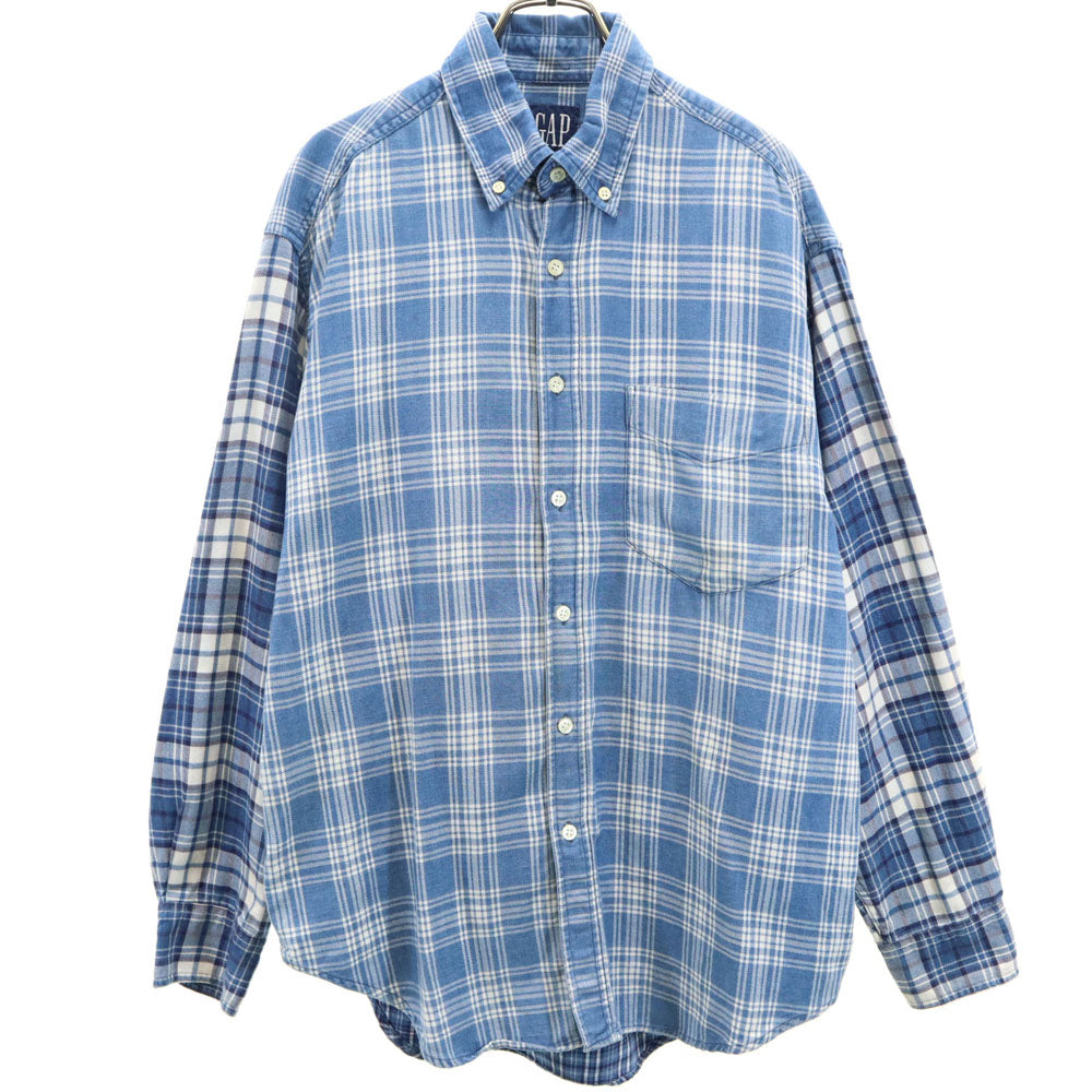 ギャップ 90s オールド チェック 長袖 ボタンダウンシャツ ブルー系 GAP メンズ
