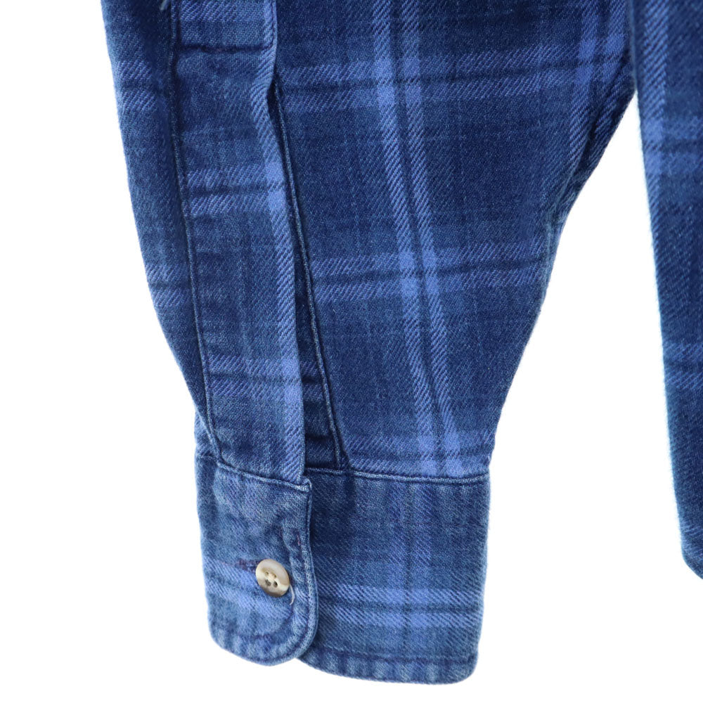 L.L.Bean エルエルビーン 80s アウトドア USA製 ヴィンテージ チェック柄 長袖 ボタンダウンシャツ S 青紺 レディース