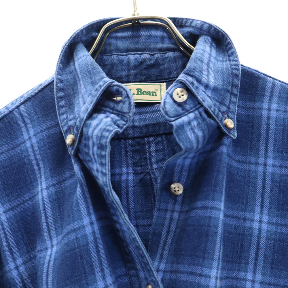 L.L.Bean エルエルビーン 80s アウトドア USA製 ヴィンテージ チェック柄 長袖 ボタンダウンシャツ S 青紺 レディース