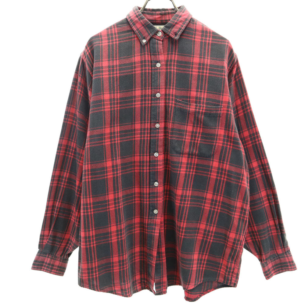 L.L.Bean エルエルビーン 80s アウトドア USA製 ヴィンテージ チェック柄 長袖 ボタンダウンシャツ S レッド レディース