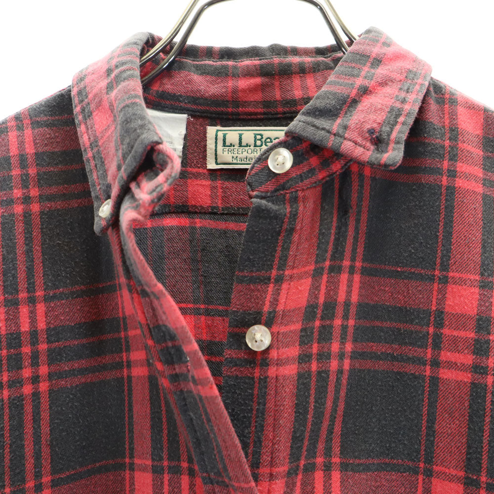 L.L.Bean エルエルビーン 80s アウトドア USA製 ヴィンテージ チェック柄 長袖 ボタンダウンシャツ S レッド レディース