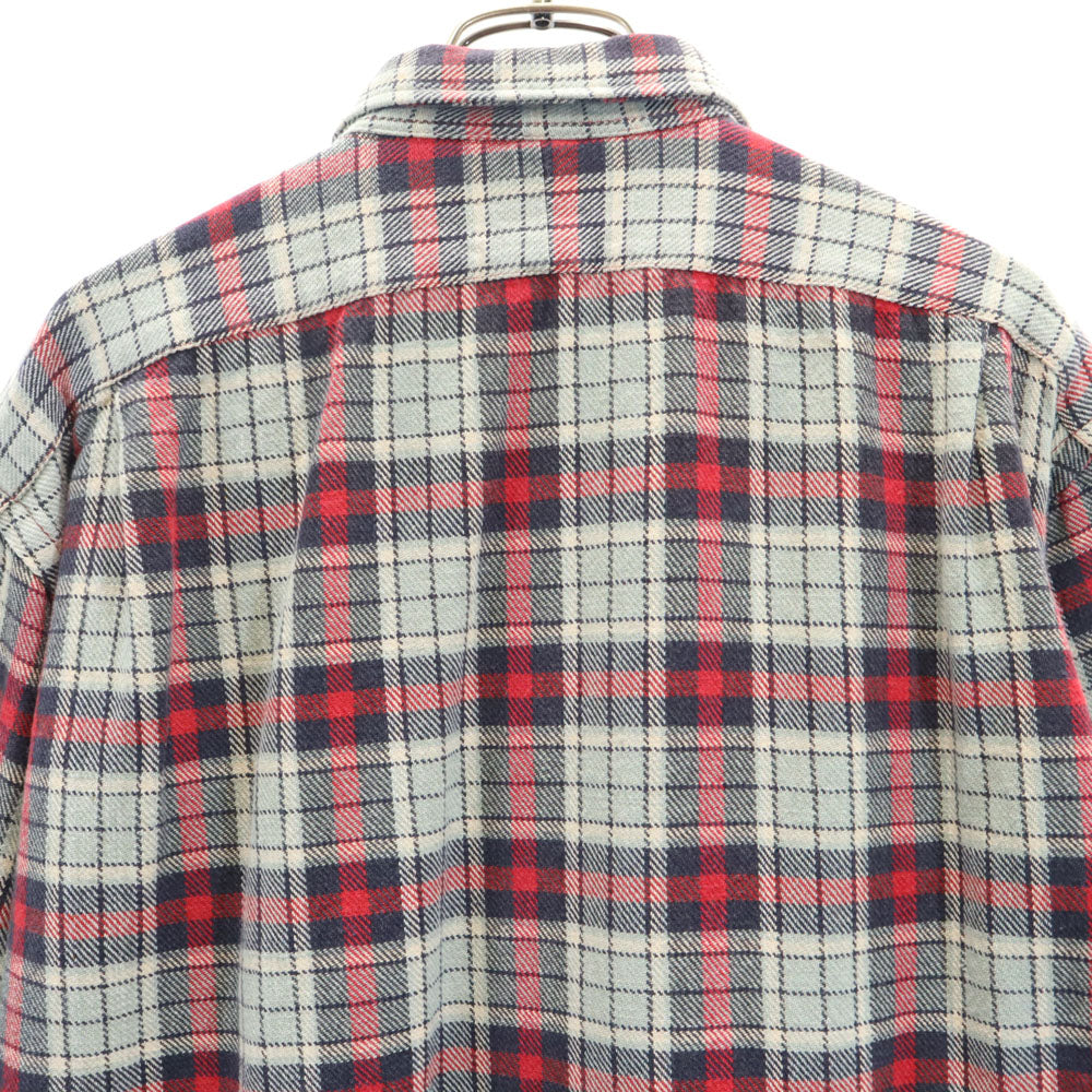 RRL ダブルアールエル 90s 初期タグ 赤3星 オールド チェック柄 長袖 ネルシャツ S グレー RALPH LAUREN ラルフローレン メンズ