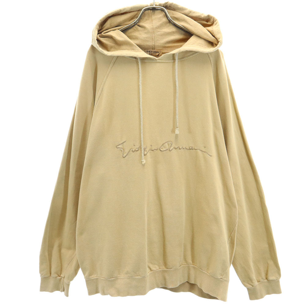 GIORGIO ARMANI ジョルジオアルマーニ 80s 90s オールド 長袖 スウェットパーカー M ベージュ LE COLLEZIONI プルオーバー メンズ