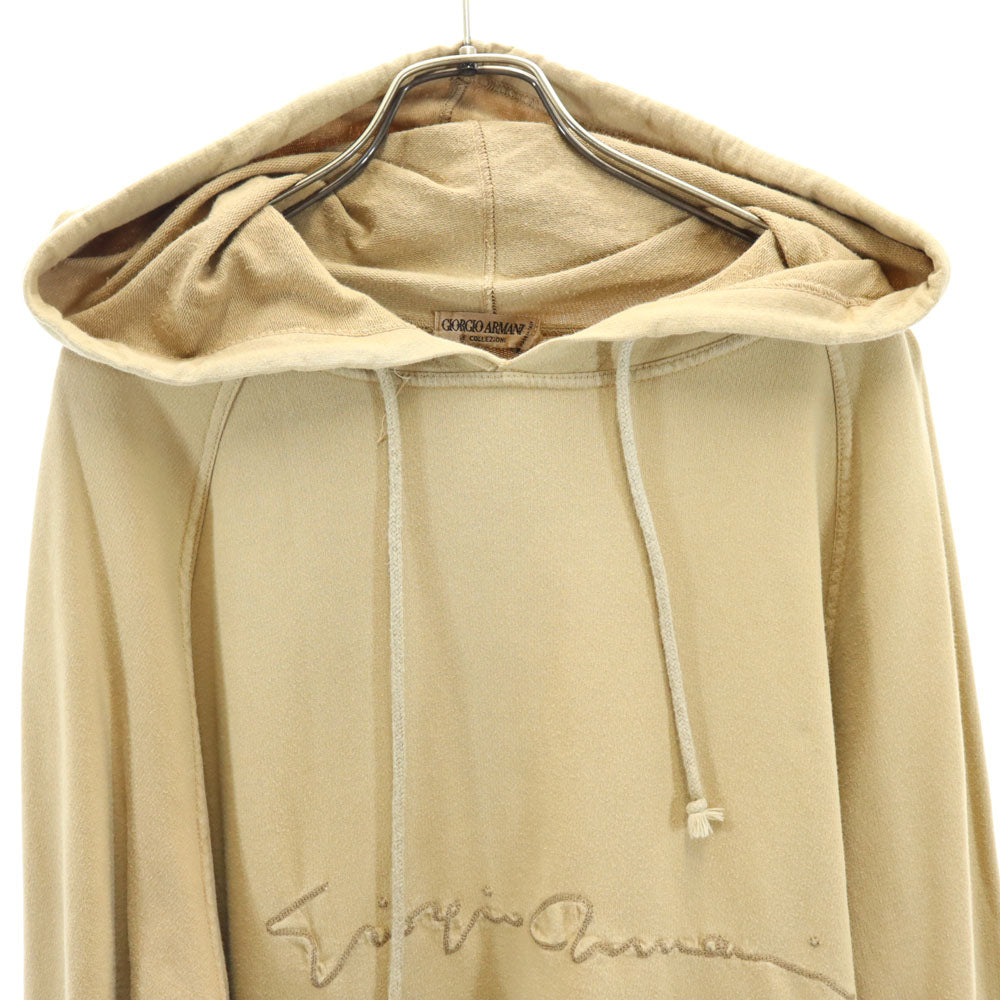GIORGIO ARMANI ジョルジオアルマーニ 80s 90s オールド 長袖 スウェットパーカー M ベージュ LE COLLEZIONI プルオーバー メンズ