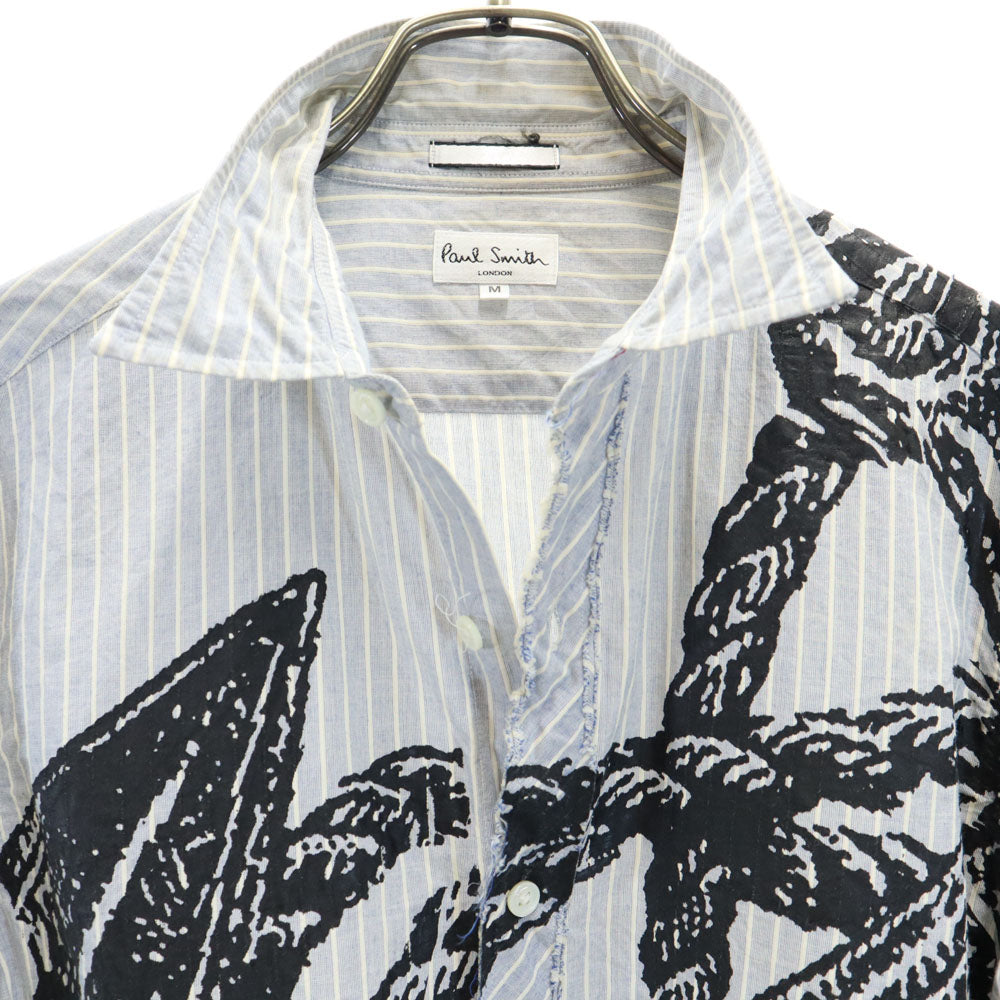 ポールスミスロンドン 日本製 ストライプ柄 長袖 シャツ M グレー系 Paul Smith LONDON メンズ
