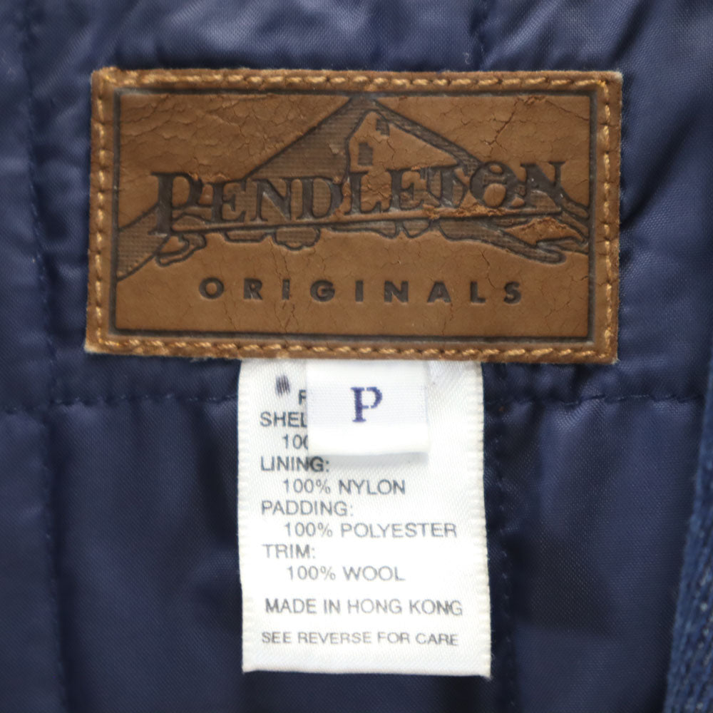 PENDLETON ペンドルトン チェック柄 長袖 フランネル切替 デニム 中綿ベスト P インディゴ レディース