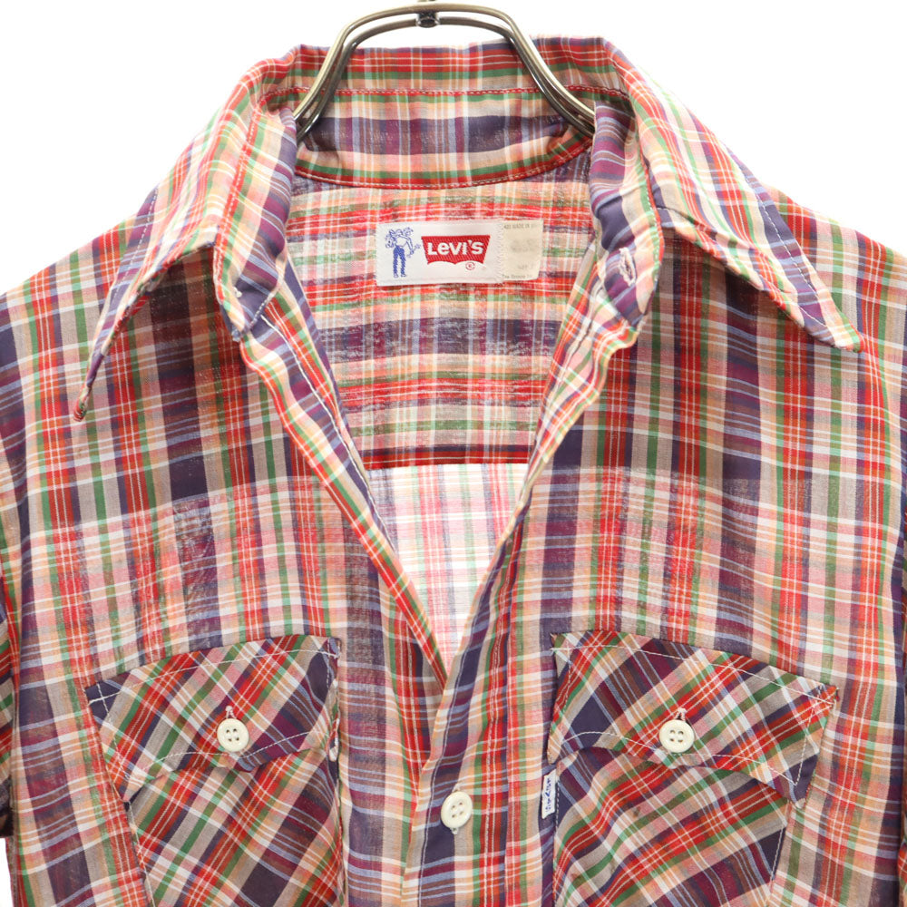 Levi's リーバイス 70s USA製 ヴィンテージ サドルマン チェック柄 長袖 シャツ レッド 他 メンズ