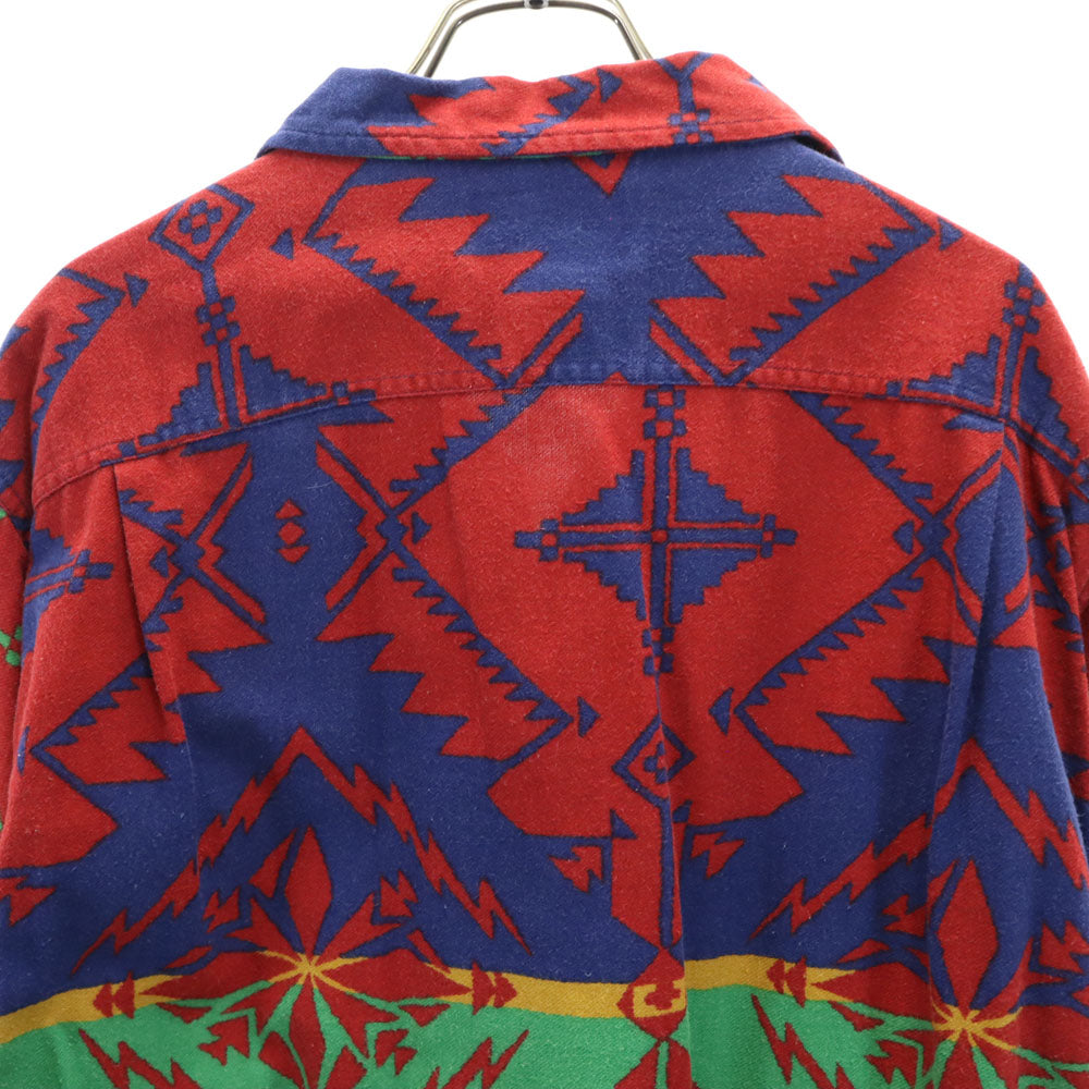 RALPH LAUREN COUNTRY ラルフローレンカントリー 90s ポロカントリー オールド ネイティブ柄 長袖 ネルシャツ M レッド系 メンズ