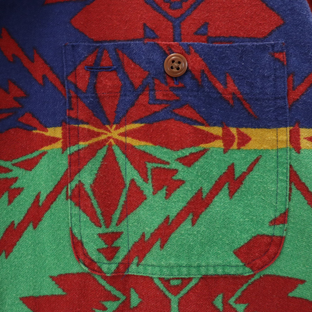 RALPH LAUREN COUNTRY ラルフローレンカントリー 90s ポロカントリー オールド ネイティブ柄 長袖 ネルシャツ M レッド系 メンズ