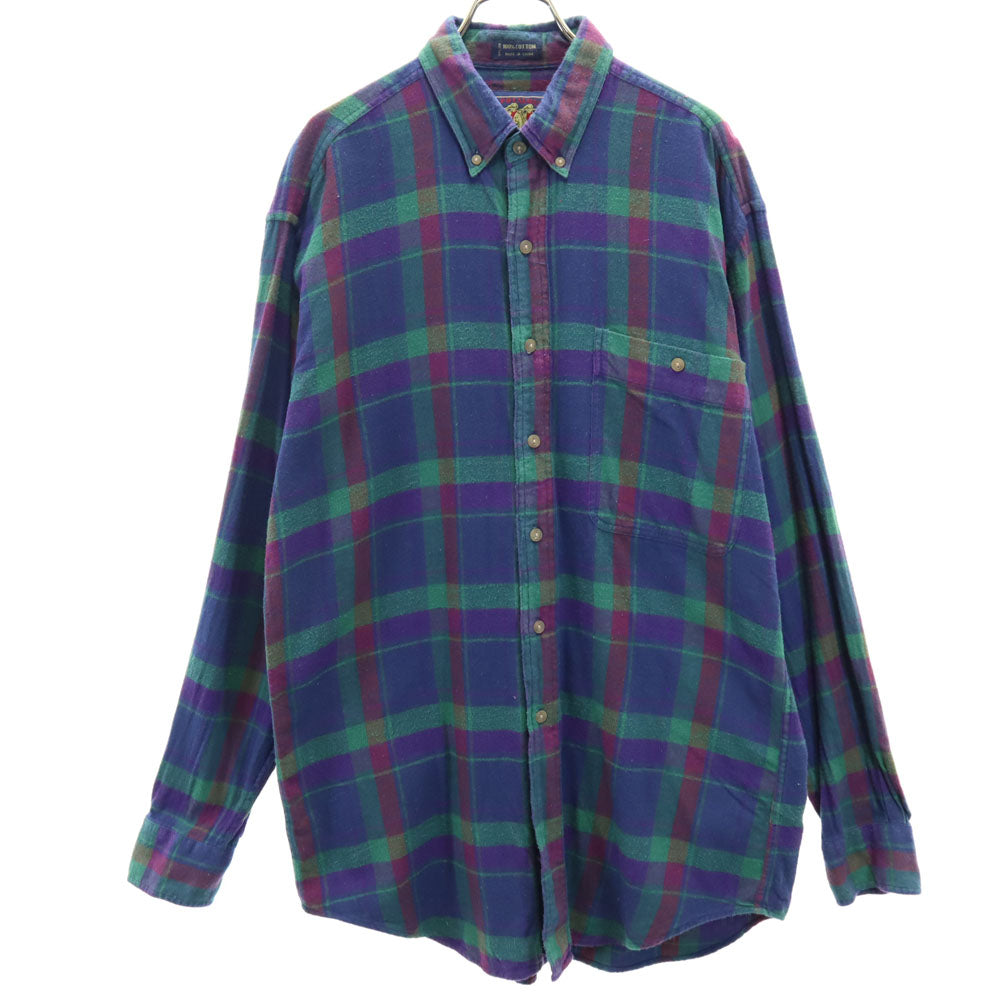 RALPH LAUREN ラルフローレン 80s ヴィンテージ チャップス チェック柄 長袖 ボタンダウンシャツ M ネイビー系 フランネル メンズ