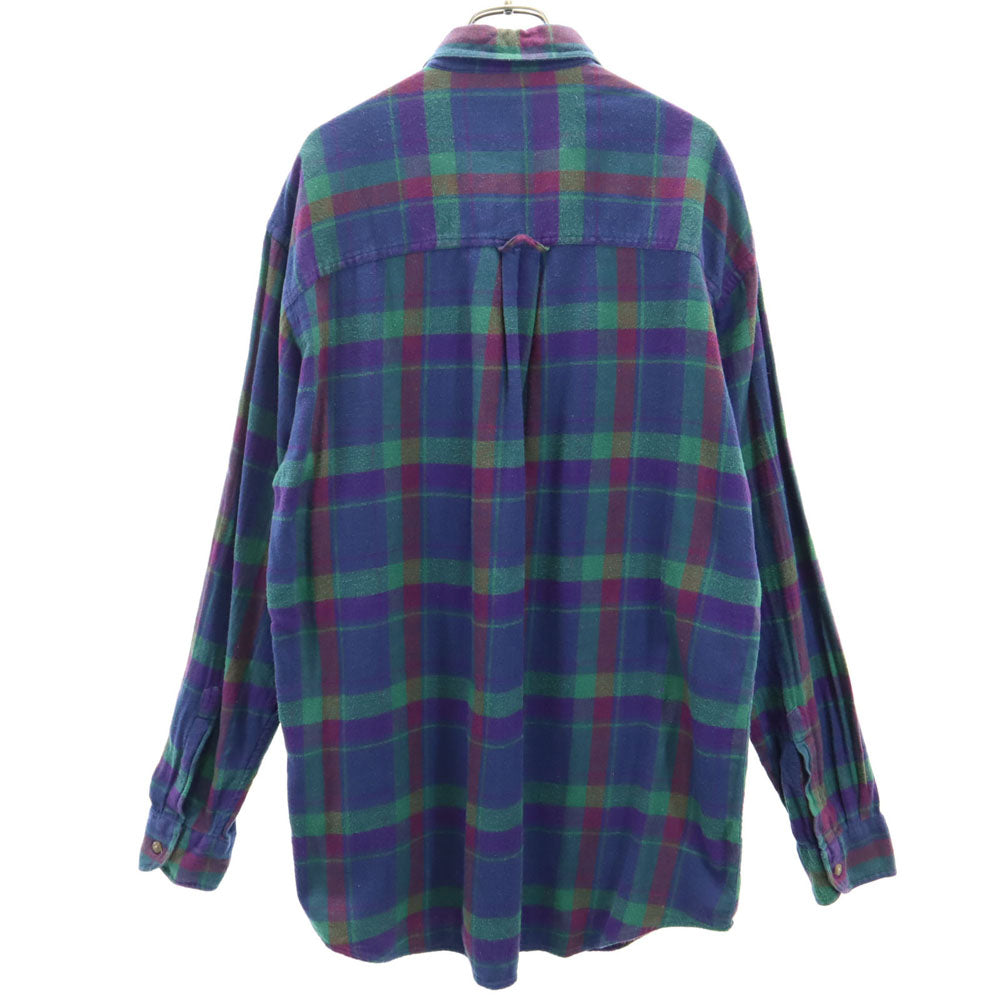 RALPH LAUREN ラルフローレン 80s ヴィンテージ チャップス チェック柄 長袖 ボタンダウンシャツ M ネイビー系 フランネル メンズ