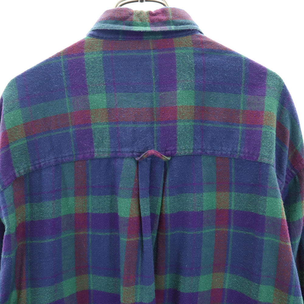 RALPH LAUREN ラルフローレン 80s ヴィンテージ チャップス チェック柄 長袖 ボタンダウンシャツ M ネイビー系 フランネル メンズ