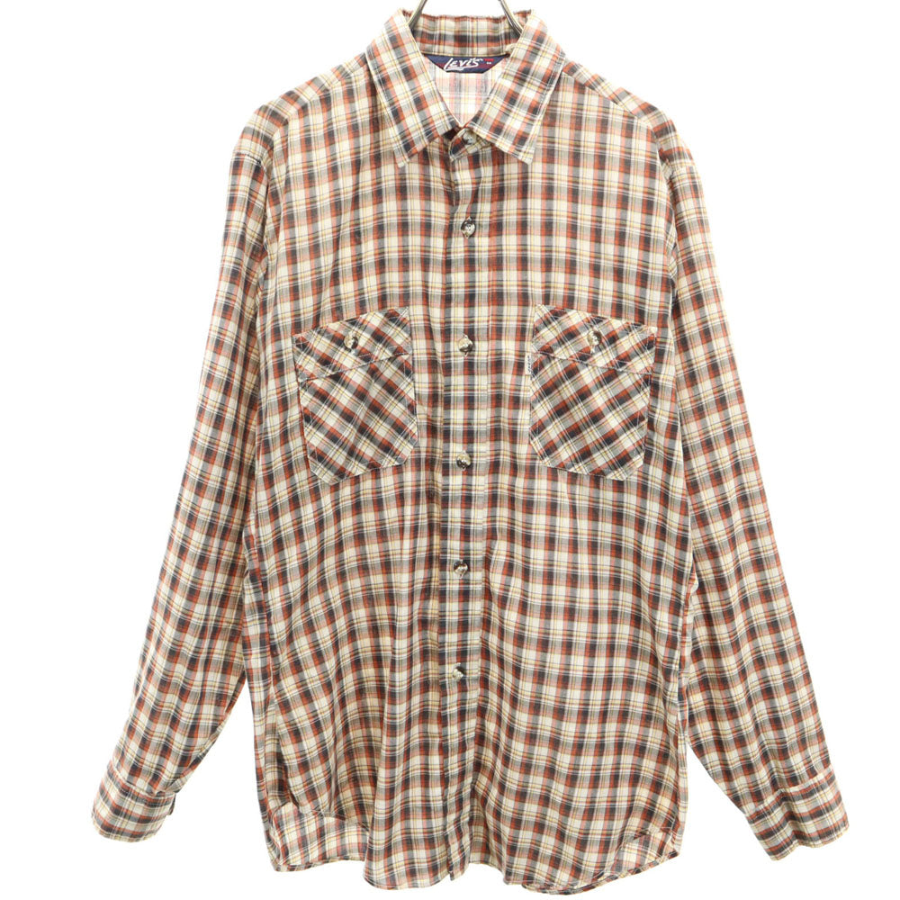 Levi's リーバイス 70s ヴィンテージ チェック柄 長袖 シャツ M ブラウン系 メンズ