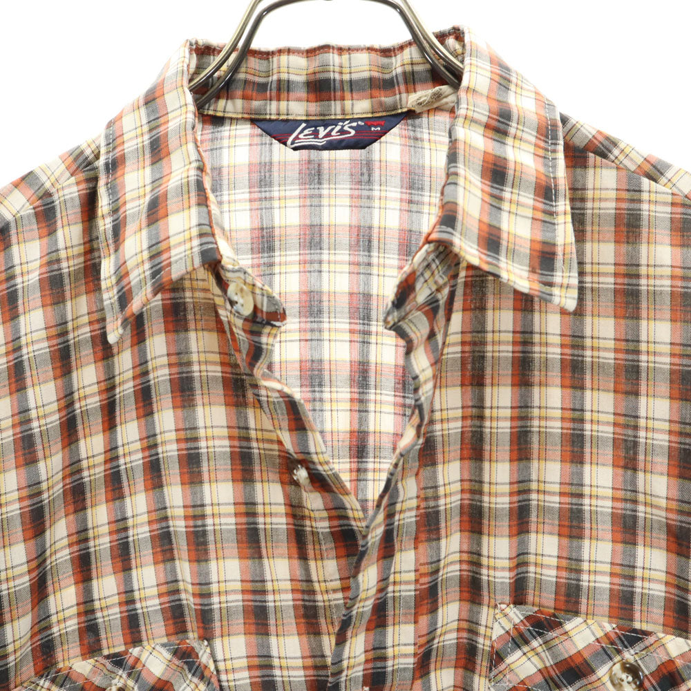 Levi's リーバイス 70s ヴィンテージ チェック柄 長袖 シャツ M ブラウン系 メンズ