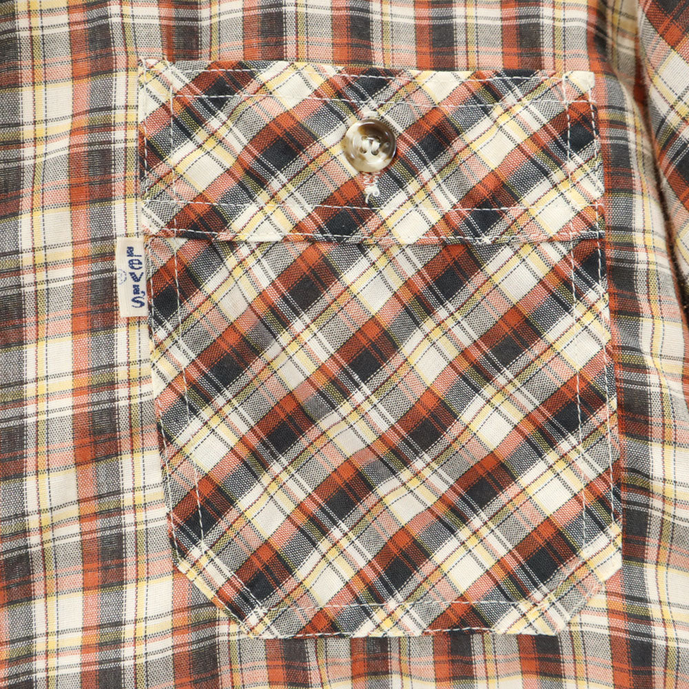 Levi's リーバイス 70s ヴィンテージ チェック柄 長袖 シャツ M ブラウン系 メンズ
