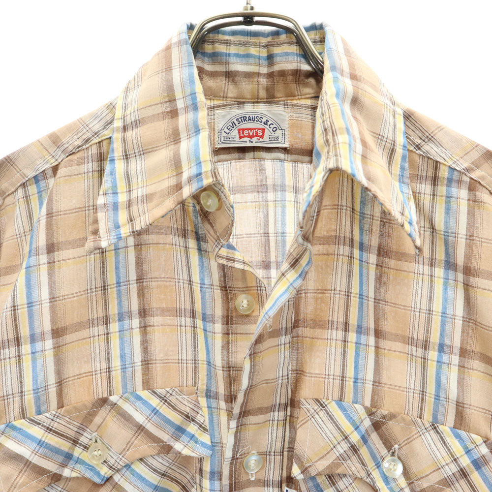 Levi's リーバイス 70s 80s USA製 ヴィンテージ チェック柄 長袖 シャツ S ブラウン系 メンズ