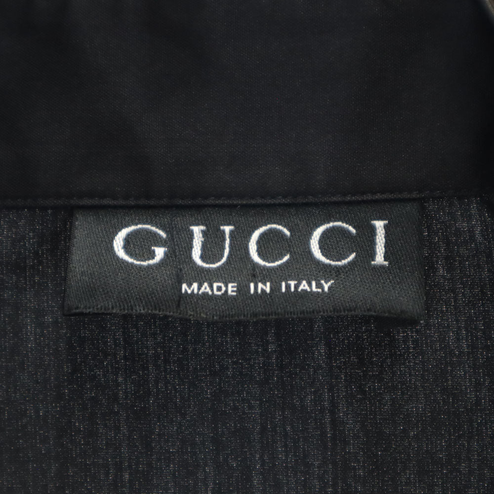 グッチ イタリア製 長袖 オープンカラーシャツ 38 ブラック GUCCI レディース