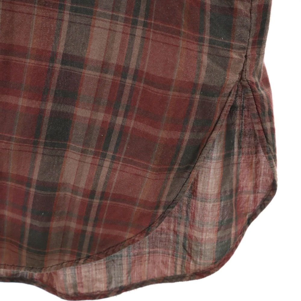 HYSTERIC ヒステリック チェック柄 長袖 ピンタック バンドカラーシャツ F ブラウン系 チュニック レディース