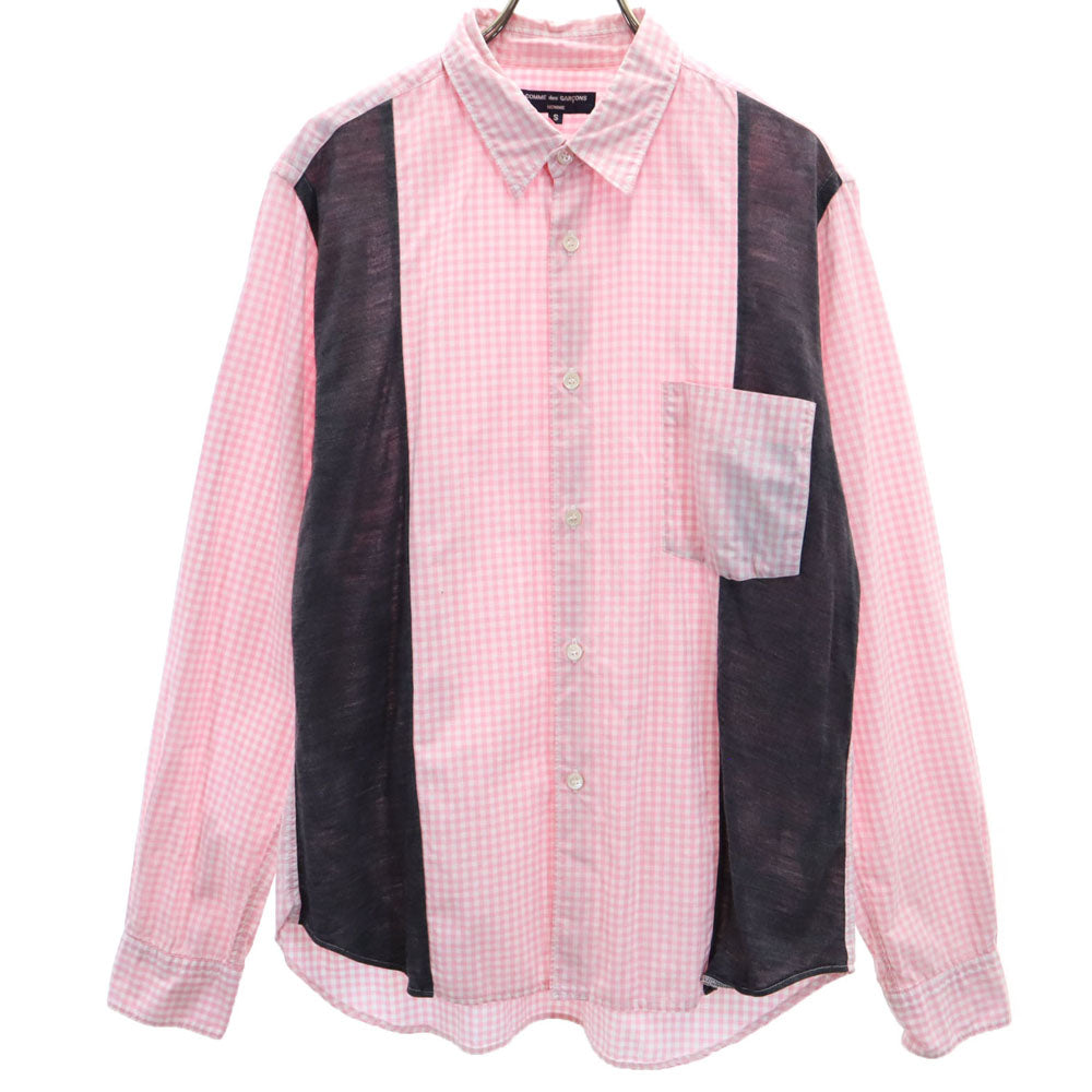 コムデギャルソンオム ギンガムチェック柄 長袖 シャツ S ピンク COMME des GARCONS HOMME メンズ