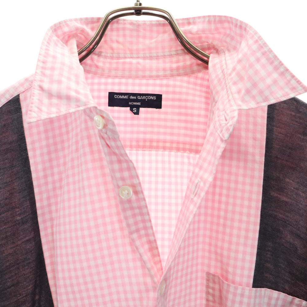 コムデギャルソンオム ギンガムチェック柄 長袖 シャツ S ピンク COMME des GARCONS HOMME メンズ